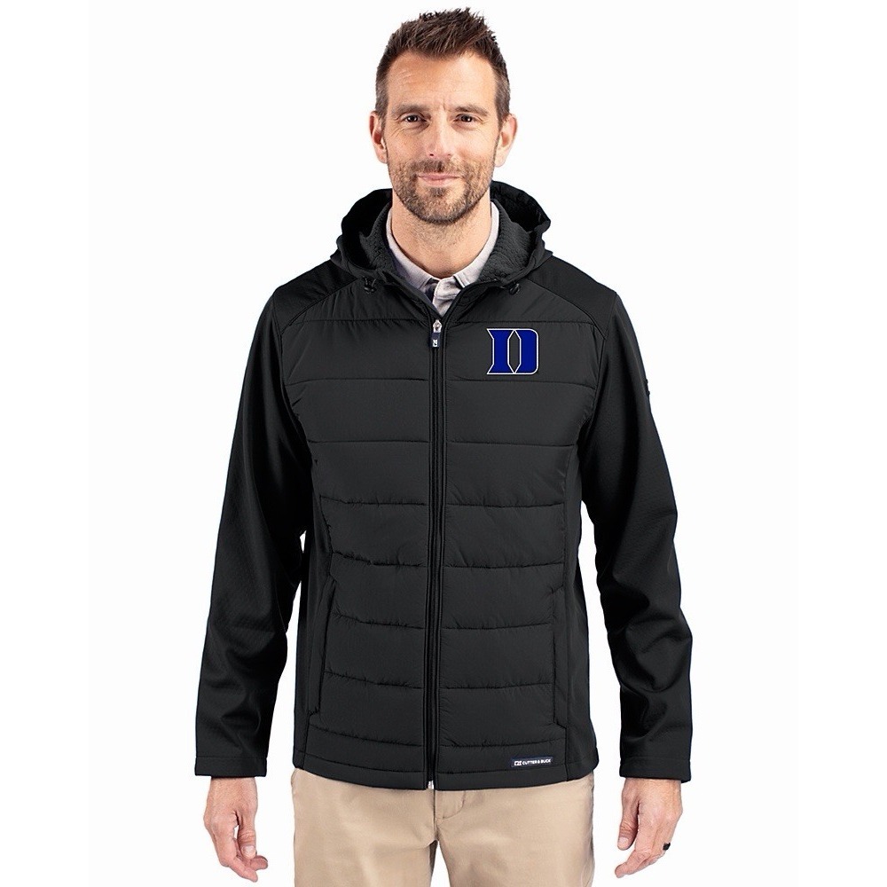 Duke Blue Devils Cutter & Buck Mens Large Black Evoke Eco Hybrid Full Zip Jacket